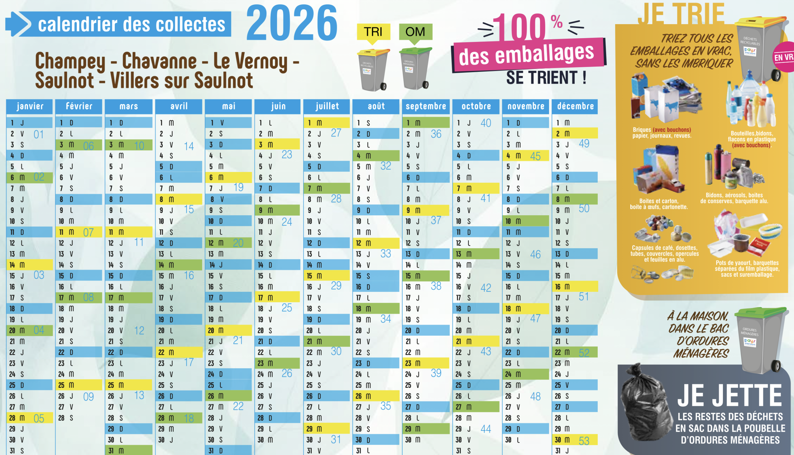 Calendrier ordures ménagères